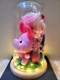 Piglet Plush in Preserved Flowers Dome (Pink Theme)