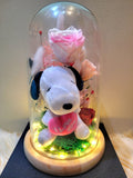 Snoopy Plush in Preserved Flowers Dome (Pink Theme)