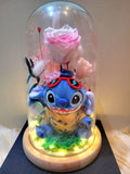 Stitch Plush in Preserved Flowers Dome (Pink Theme)