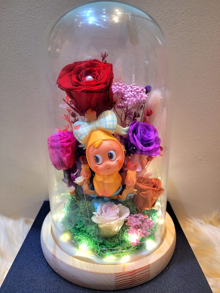 5 Roses Premium Popmart Twinkle Twinkle Preserved Flower Dome (Red Theme)