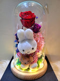 AUTHENTIC MIFFY Plush in Preserved Flowers Dome (Red Theme)