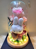 AUTHENTIC MIFFY Plush in Preserved Flowers Dome (Pink Theme)