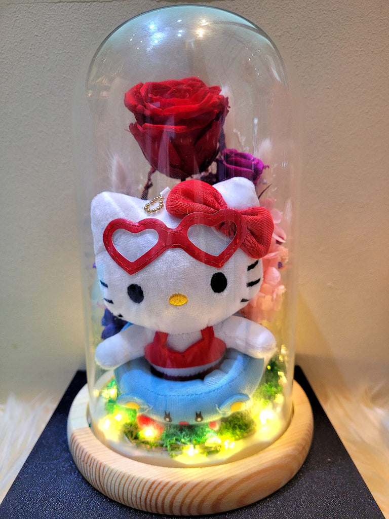 Hello Kitty Plush in Preserved Flowers Dome (Red Theme)