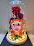 Tigger Plush in Preserved Flowers Dome (Red Theme)