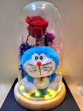 Doraemon Plush in Preserved Flowers Dome (Red Theme)