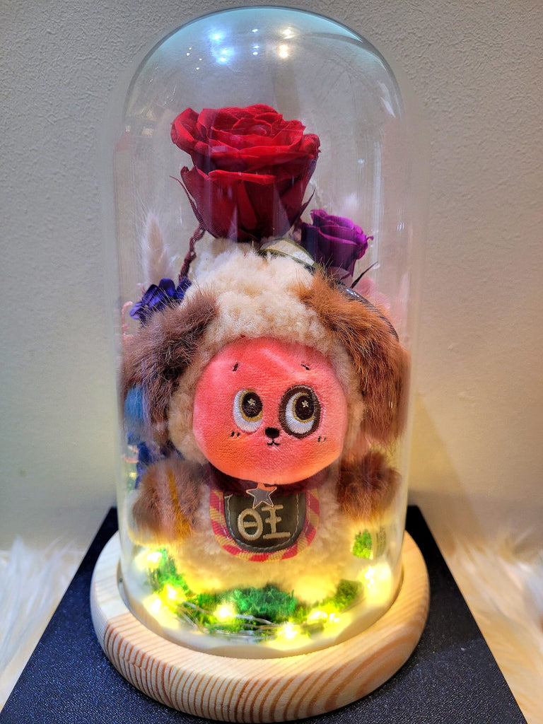 AUTHENTIC TWINKLE TWINKLE Plush in Preserved Flowers Dome (Red Theme)