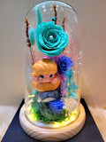 Premium Popmart Dimoo Preserved Flower Dome With Tiffany Roses And Same Day Delivery.
