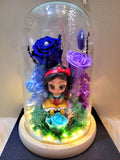 Princess Snow White Preserved Flower Dome With Dark Blue Roses And Same Day Delivery