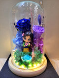 Princess Mulan Preserved Flower Dome With Dark Blue Roses And Same Day Delivery