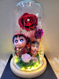 Premium Crayon Shin-Chan Preserved Flower Dome With Red Roses And Same Day Delivery