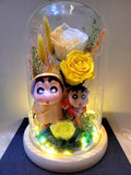 Premium Crayon Shin-Chan Preserved Flower Dome With Yellow Roses And Same Day Delivery