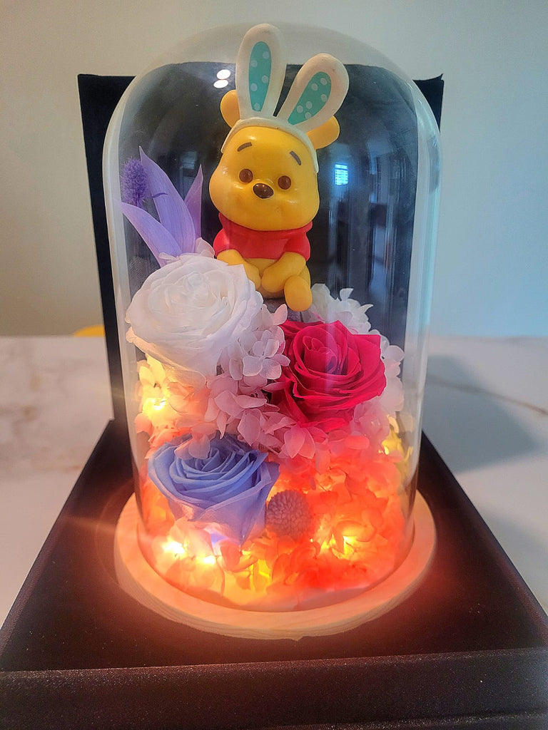 Premium Miniso Winnie The Pooh Deluxe Series Preserved Flower Dome And Same Day Delivery