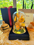 Premium Popmart Garfield Preserved Flower Dome With Yellow Roses And Same Day Delivery