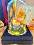 Hello Kitty Preserved Flower Dome With Yellow Roses And Same Day Delivery