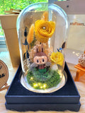 Premium Popmart Labubu Preserved Flower Dome With Yellow Roses And Same Day Delivery.