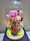 Premium Popmart Crybaby Preserved Flower Dome With Pink Roses And Same Day Delivery.
