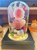Cinnamoroll Preserved Flower Dome With Pink Roses And Same Day Delivery
