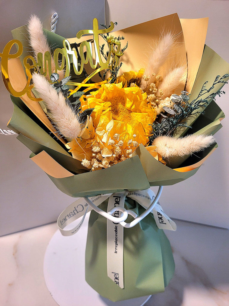 Congrats! Eternal Blossoms Preserved Sunflower Bouquet.