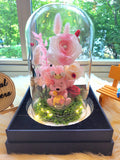 Winnie The Pooh Preserved Flower Dome With Pink Roses And Same Day Delivery v4