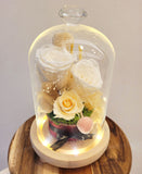 Beautiful In White Personalised LED Preserved Flowers Dome. 100% High Quality Real Flowers.