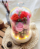 Fallen For You Personalised LED Flowers Dome. 100% High Quality Real Flowers.